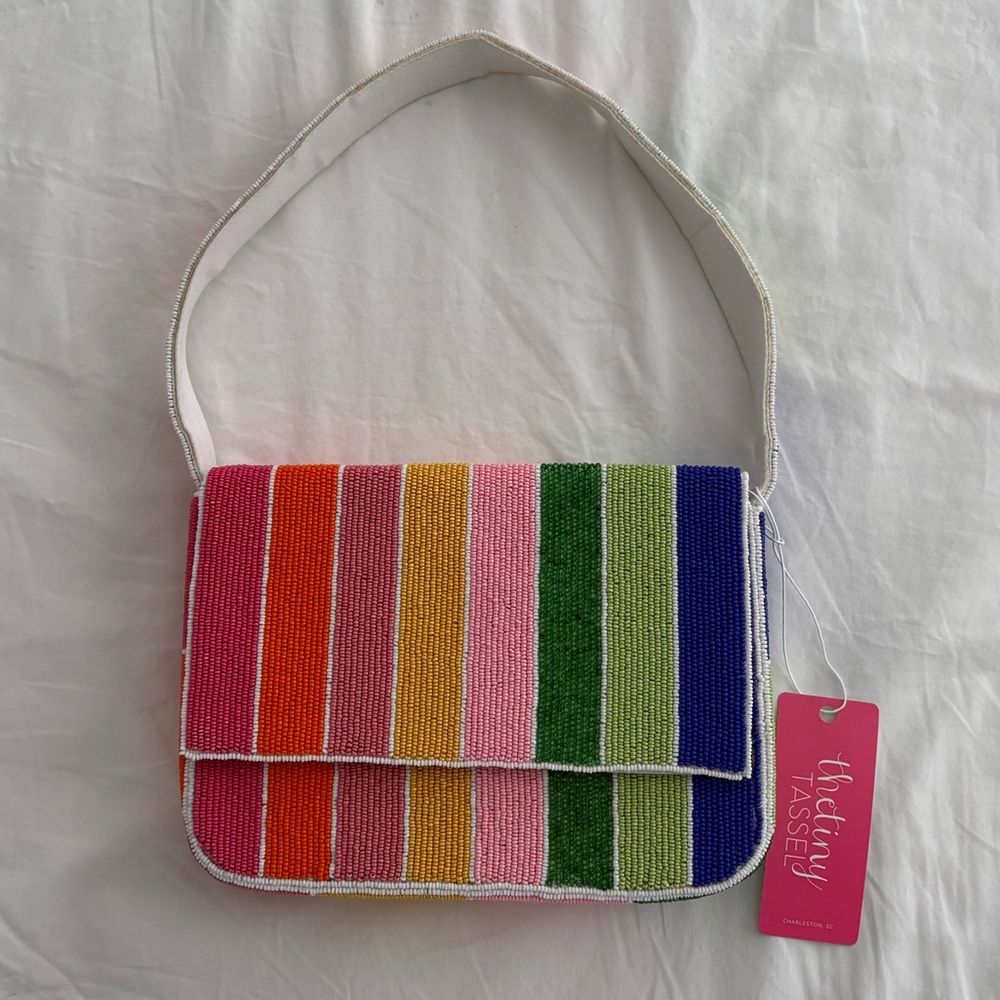 Handmade Beaded Shoulder Bag - STAUD Inspired